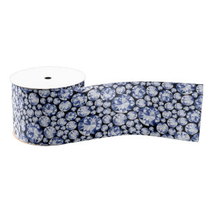 Blauw diamantpatroon grosgrain lint