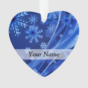 Blauw digitaal sneeuwvlokpatroon ornament