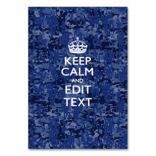 Blauw digitale camouflage BLIJF KALM EN Bewerk tek Kaart