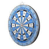 Blauw Diner Beslisser in Geruit Tafelkleed Dartbord (Voorkant Rechts)