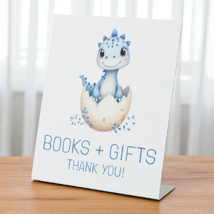 Blauw Dinoboe Boeken en Cadeaus Baby Shower Bord Reclamebord Met Voetstuk