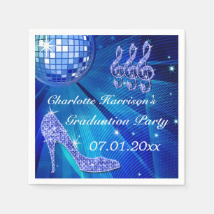 Blauw Disco Bal en Glitter Hakken Afstuderen Servet