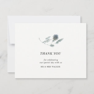 Blauw Distel Bloemstuk Bedankkaart - plat