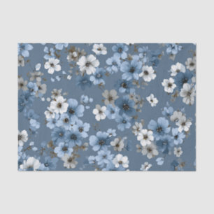 Blauw Ditsy Pastel Boho 70s Vintage Bloemmotief Tissuepapier