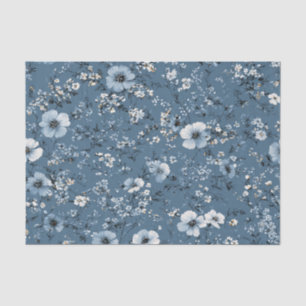 Blauw Ditsy Pastel Boho 70s Vintage Bloemmotief Tissuepapier