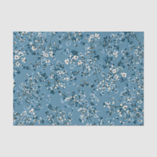 Blauw Ditsy Pastel Boho 70s Vintage Bloemmotief Tissuepapier