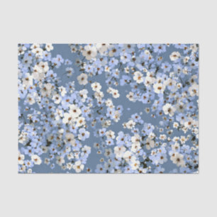 Blauw Ditsy Pastel Boho 70s Vintage Bloemmotief Tissuepapier