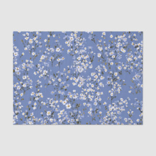 Blauw Ditsy Pastel Boho 70s Vintage Bloemmotief Tissuepapier