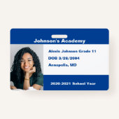 Blauw doe het zelf eigen Homeschool foto Badge (Voorkant)