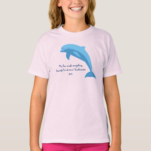 Blauw dolfijnenontwerp met Ecclesiastes tweekleuri T-shirt (Voorkant)