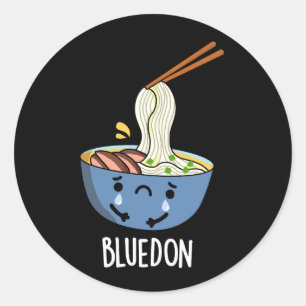 Blauw-don Grappige Udon Grappenmaker Donkere BG Ronde Sticker