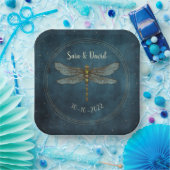 blauw donker gotisch mystiek libel bruiloft papieren bordje (Feest)