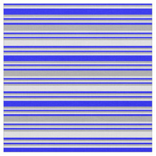 Blauw, donkergrijs en lavender, gestreept patroon stof