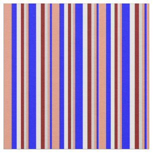 Blauw, donkerzalm, lichtgrijs, lepel en wit stof