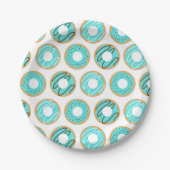 Blauw Donuts Patroon Papieren Bordje (Voorkant)