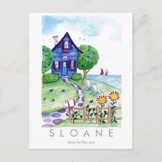 blauw door het zee briefkaart