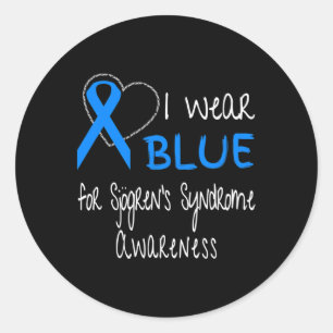 Blauw draag voor Sjogren's Syndrome Awareness Ribb Ronde Sticker