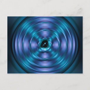 Blauw draaiend atoom briefkaart