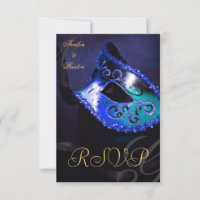 Blauw Draaikolk Maskerade Masker RSVP Uitnodiging