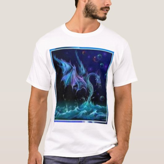 BLAUW DRAGON OP WATER T-SHIRT (Voorkant)