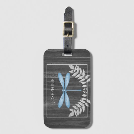 Blauw dragonfly Rustisch Bagagelabel (Voorkant (verticaal))