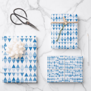 Blauw Driehoek Patroon Wrapping Paper — Modern Wra