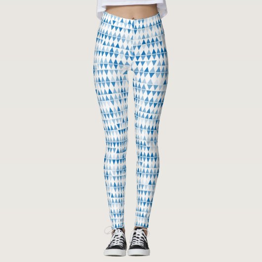 Blauw driehoekspatroon leggings (Voorkant)