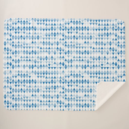 blauw driehoekspatroon sherpa deken (Voorkant (horizontaal))