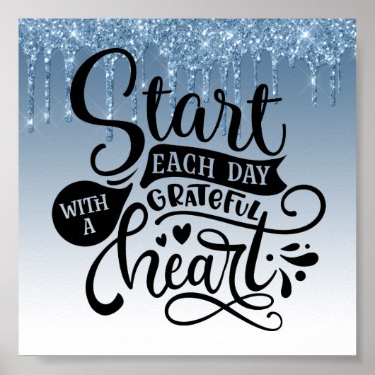 Blauw dripingelen Glitter Inspirerend Quote Poster (Voorkant)