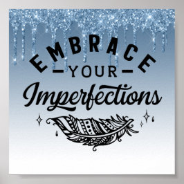 Blauw dripingelen Glitter Inspirerend Quote Poster