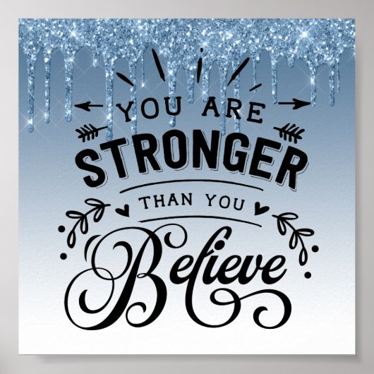 Blauw dripingelen Glitter Inspirerend Quote Poster (Voorkant)
