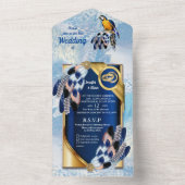 Blauw dromenvanger All-in-1 trouwuitnodiging All In One Uitnodiging (Binnen)