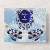 Blauw dromenvanger All-in-1 trouwuitnodiging All In One Uitnodiging (Achterkant)