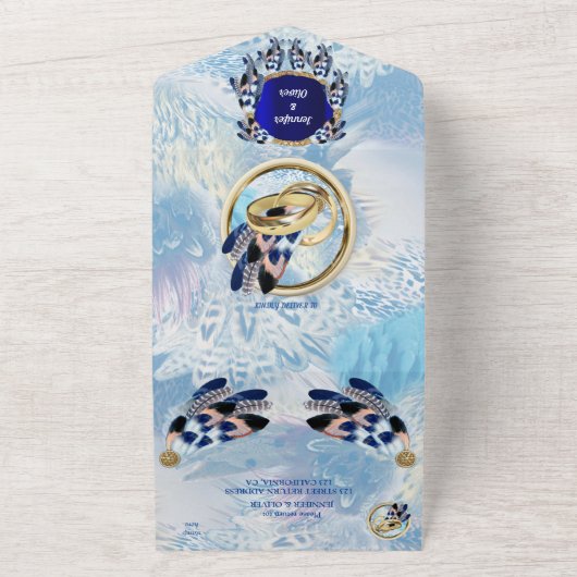 Blauw dromenvanger All-in-one trouwuitnodiging All In One Uitnodiging (Buitenkant)