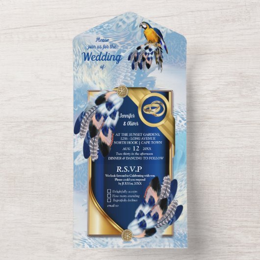 Blauw dromenvanger All-in-one trouwuitnodiging All In One Uitnodiging (Binnen)