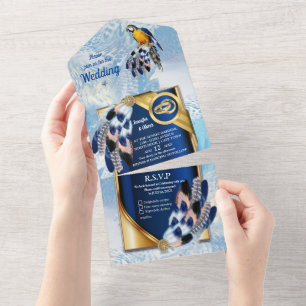 Blauw dromenvanger All-in-One trouwuitnodiging All In One Uitnodiging
