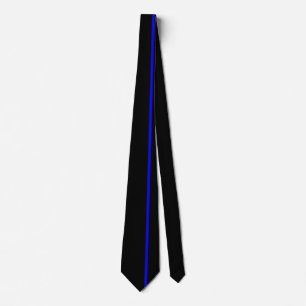Blauw dunne verticale lijn op zwart-offset rechts stropdas