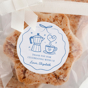 Blauw Een Baby Is Aan Het Brouwen Coffee Bedankt Ronde Sticker