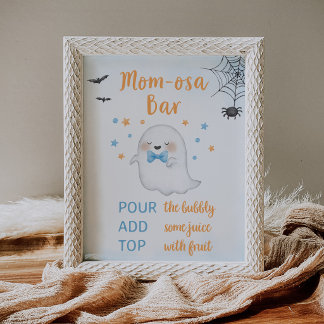 Blauw Een Klein Boe Jongen Halloween Momosa Bar Bo Poster