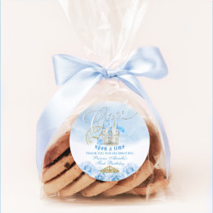 Blauw Eens Een Keer Prinses Ronde Sticker