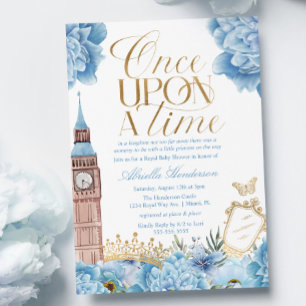 Blauw Eens Op Een Tijd Prinses Baby Borrel Uitnodi Kaart
