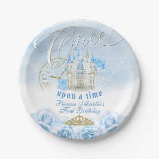 Blauw Eens Op Een Tijd Prinses Verjaardag Papieren Bordje