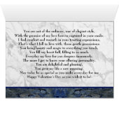 Blauw eenstammenhart met gedicht (Binenzijde Horizontaal (Onderkant))