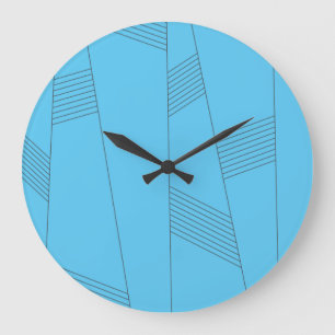 Blauw, eenvoudig, elegant, abstract lijnpatroon grote klok