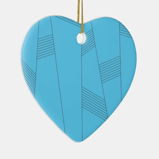 Blauw, eenvoudig, elegant, abstract lijnpatroon keramisch ornament (Rechts)