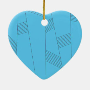 Blauw, eenvoudig, elegant, abstract lijnpatroon keramisch ornament