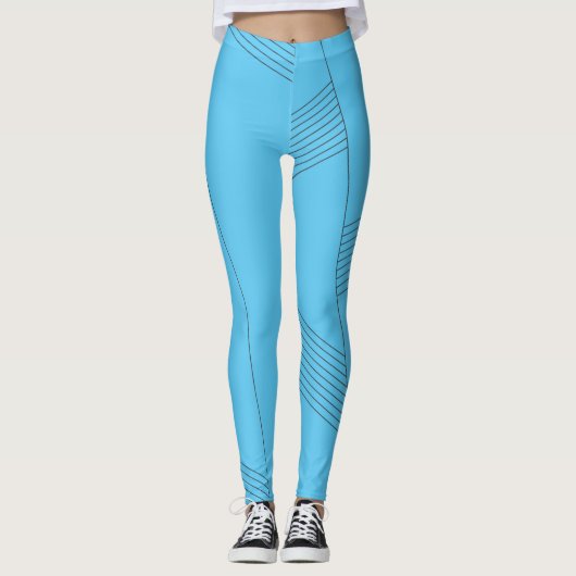 Blauw, eenvoudig, elegant, abstract lijnpatroon leggings (Voorkant)
