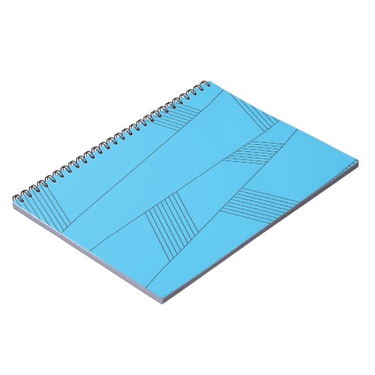 Blauw, eenvoudig, elegant, abstract lijnpatroon notitieboek (Linkerzijde)