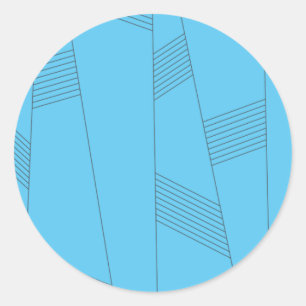 Blauw, eenvoudig, elegant, abstract lijnpatroon ronde sticker