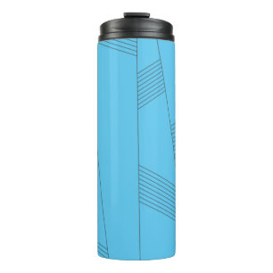 Blauw, eenvoudig, elegant, abstract lijnpatroon thermosbeker